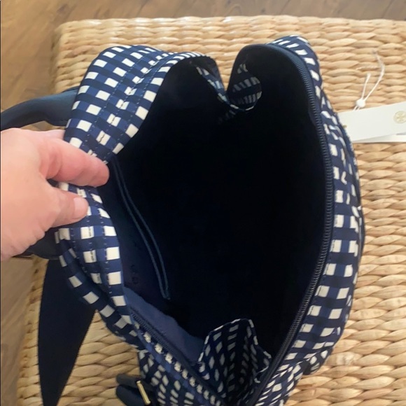 Authentic Tory Burch Ella Navy Check Backpack main image 7